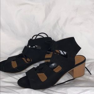 Black laced up wedges